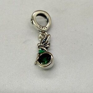 Sterling Silver Fairy Charm with Green Crystal Drop & Enamel Wings